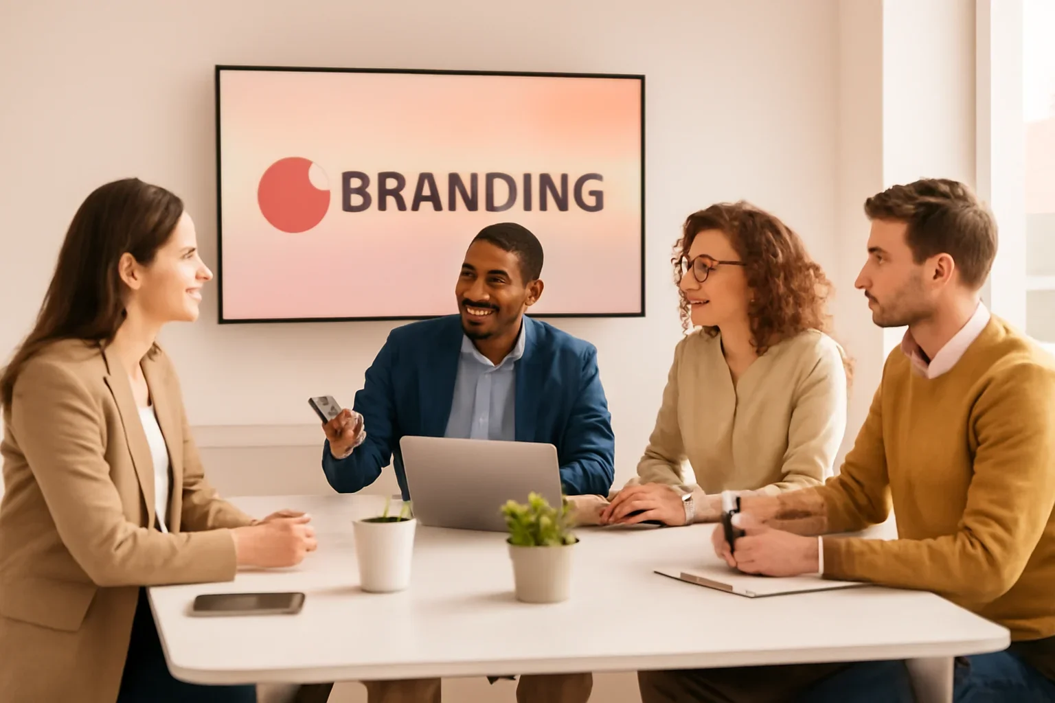 Branding Services in the USA strategy meeting with a modern digital marketing team