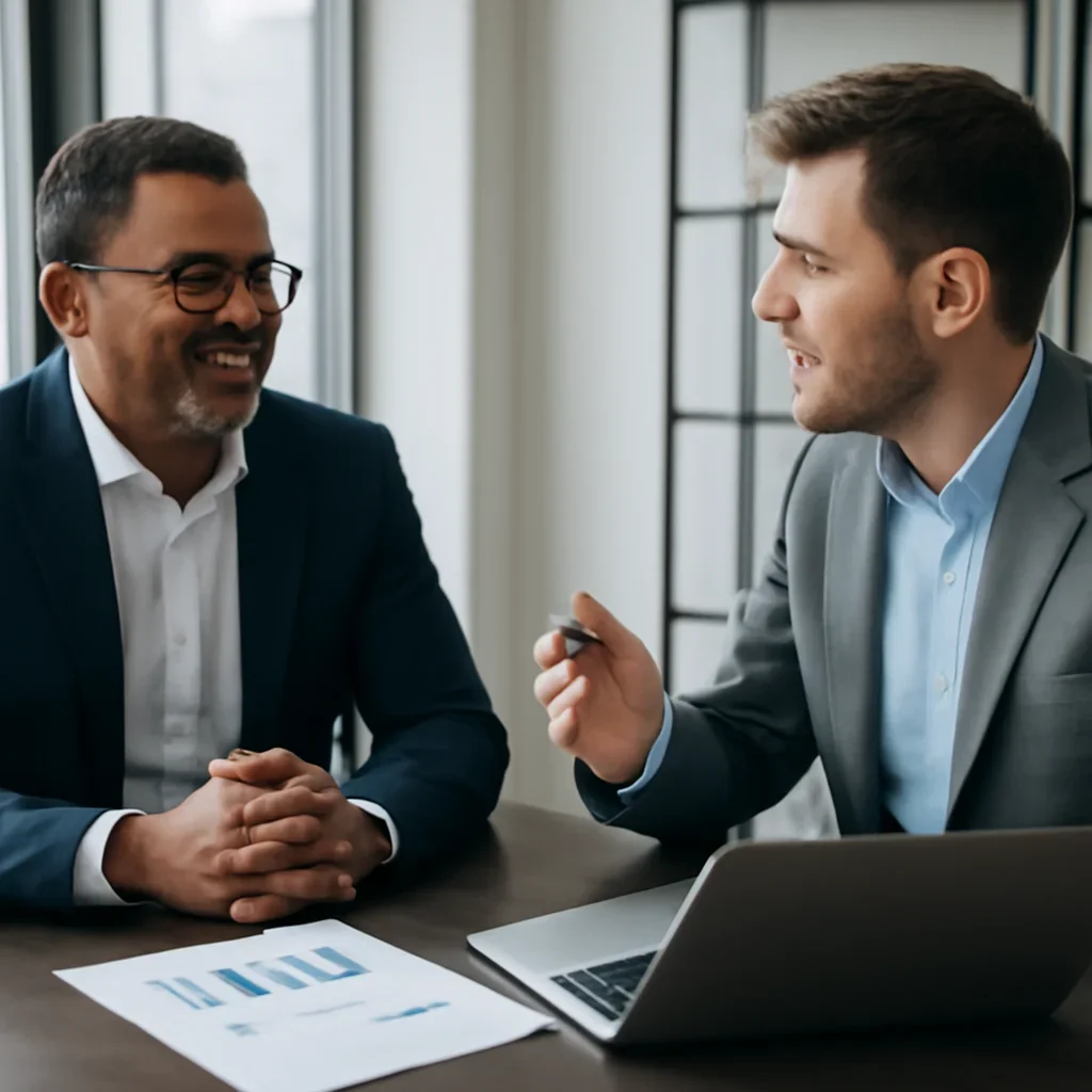 Business owner discussing Web Design in California growth goals with a consultant