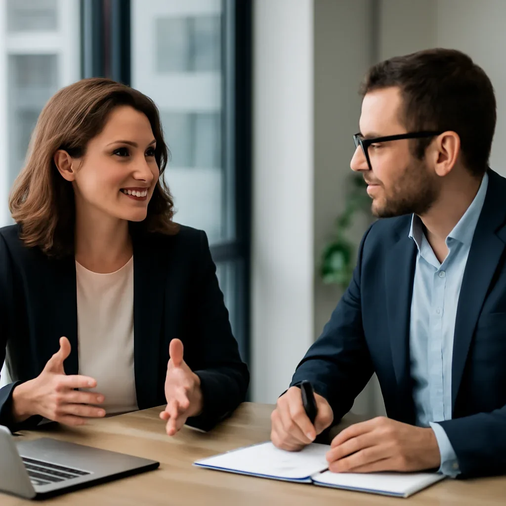 Business owner discussing Branding in Charlotte, NC growth goals with a consultant