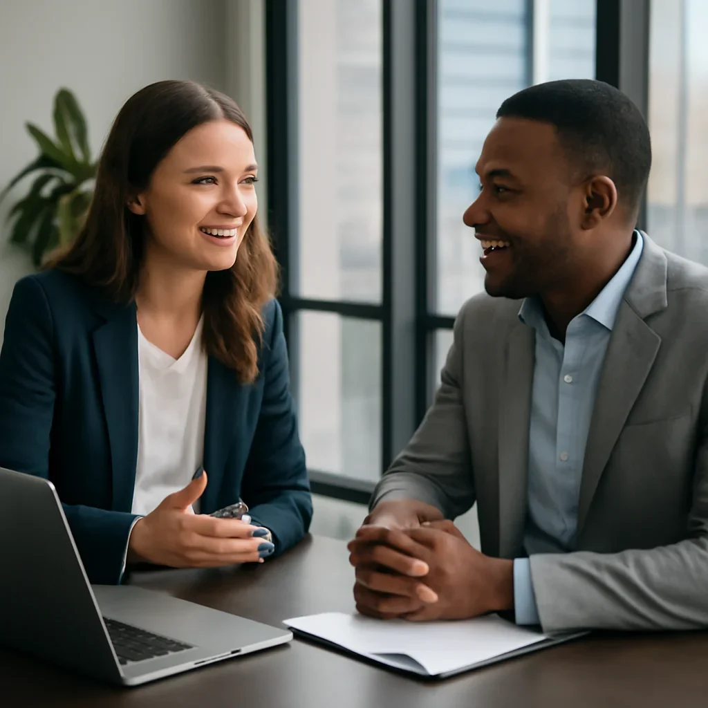 Business owner discussing Digital Marketing in Charlotte, NC growth goals with a consultant
