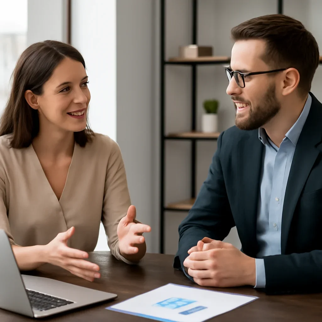 Business owner discussing Web Design in Charlotte, NC growth goals with a consultant