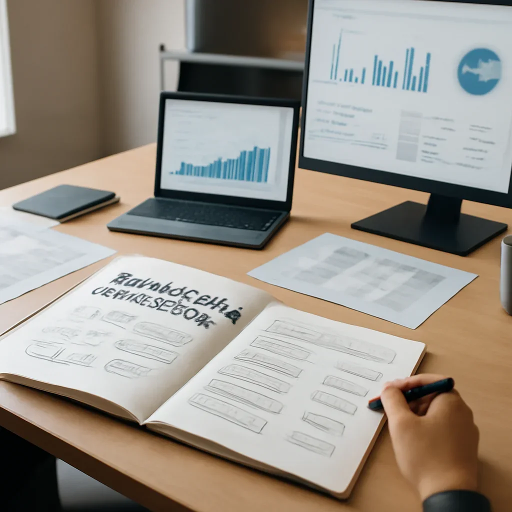 Branding in Chicago, IL planning materials and performance review workspace