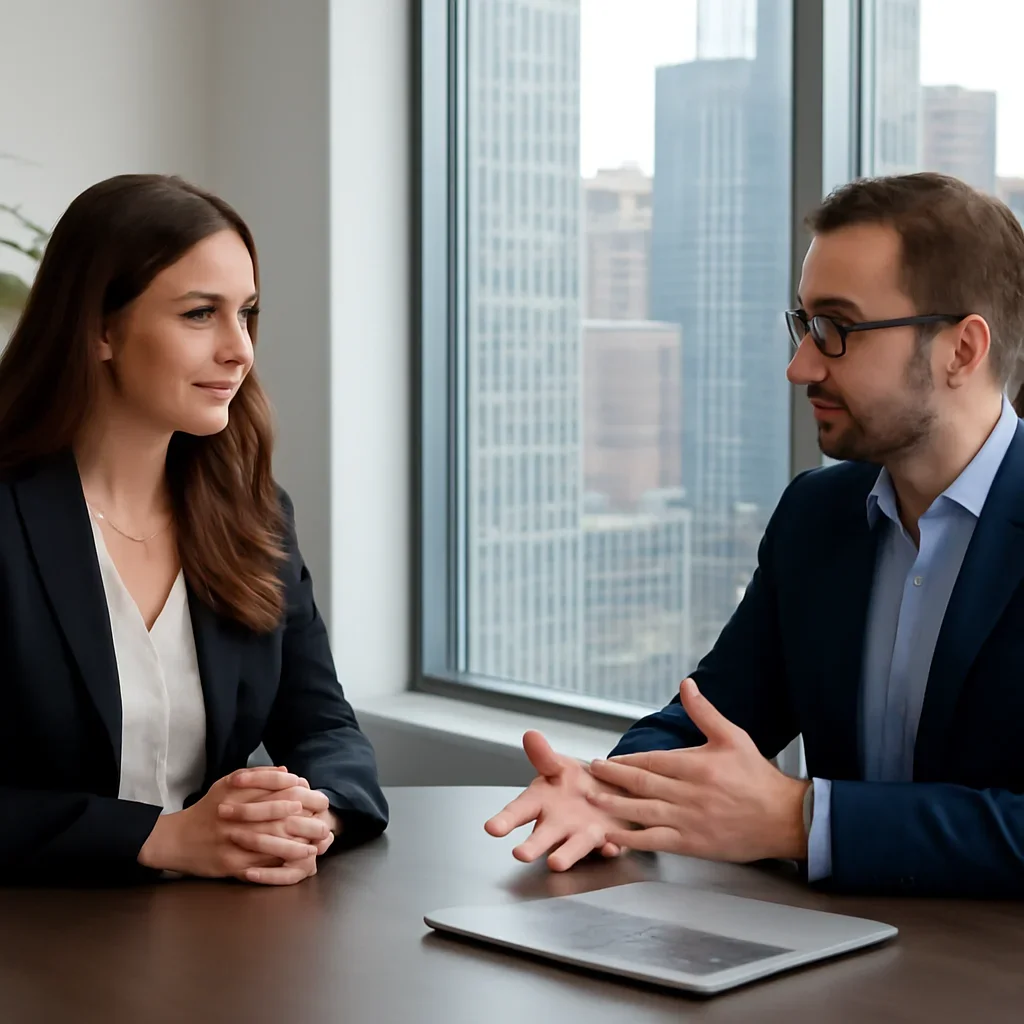 Business owner discussing Web Design in Chicago, IL growth goals with a consultant
