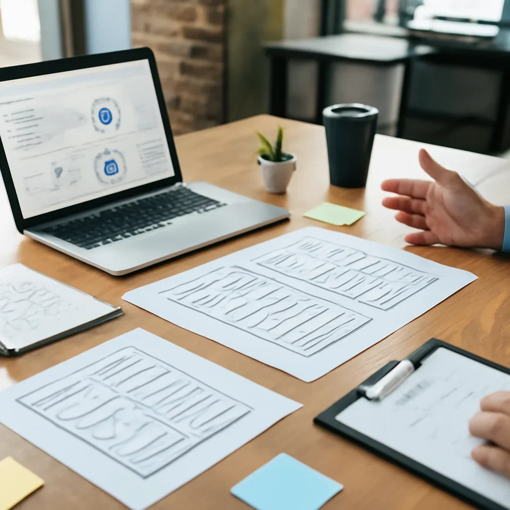 Web Design in Chicago, IL planning materials and performance review workspace