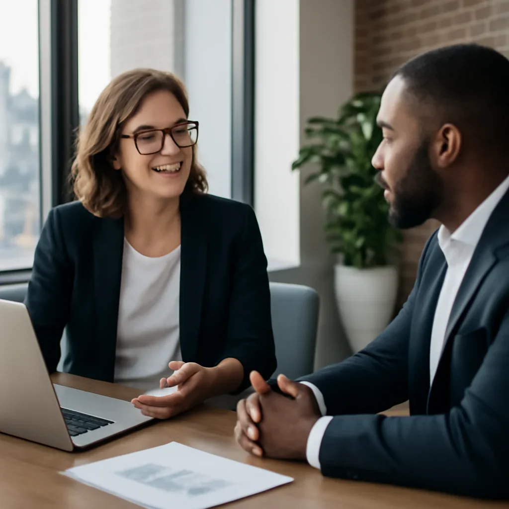 Business owner discussing Digital Marketing in Cincinnati, OH growth goals with a consultant