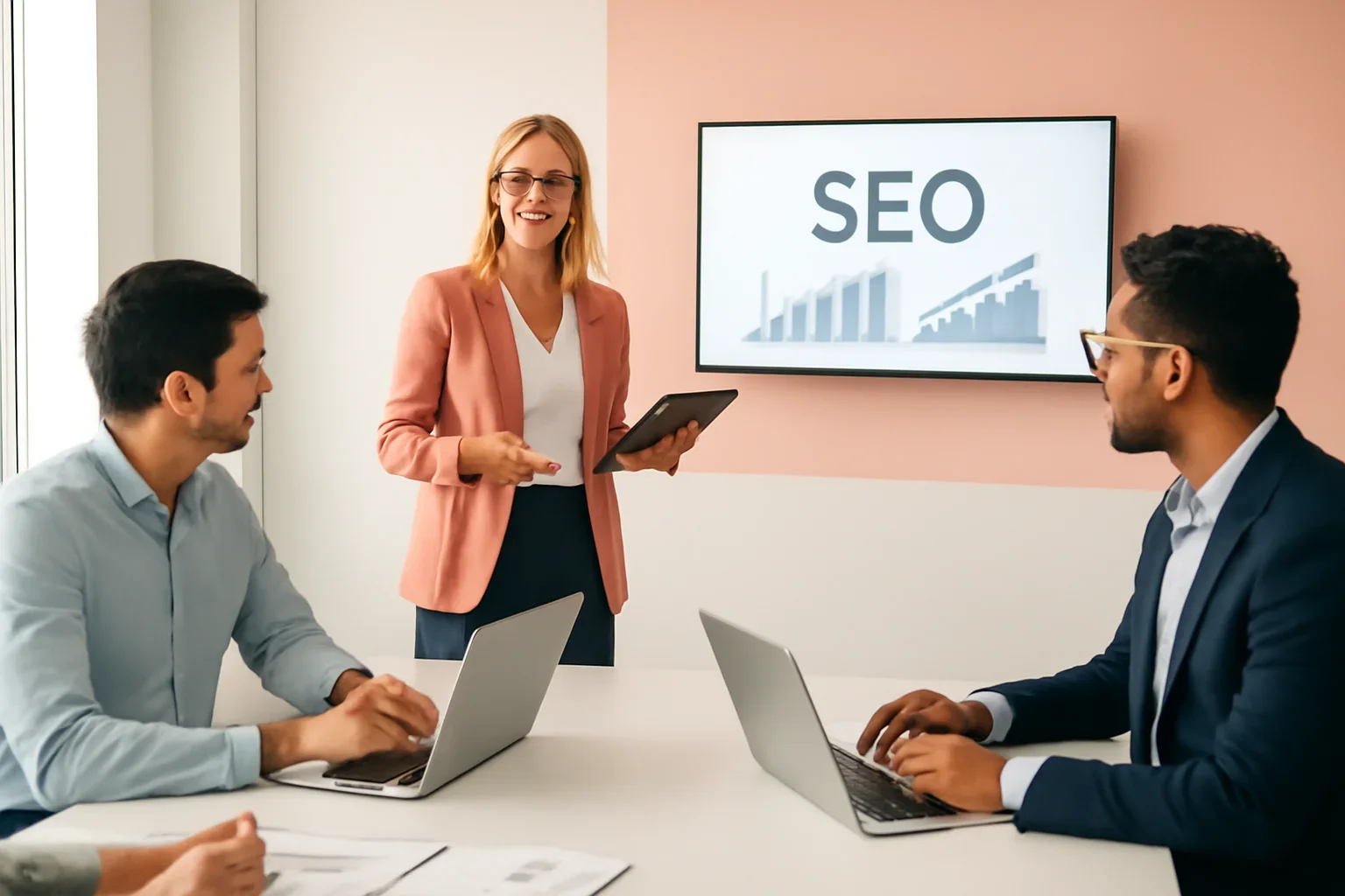 SEO in Cincinnati, OH strategy meeting with a modern digital marketing team