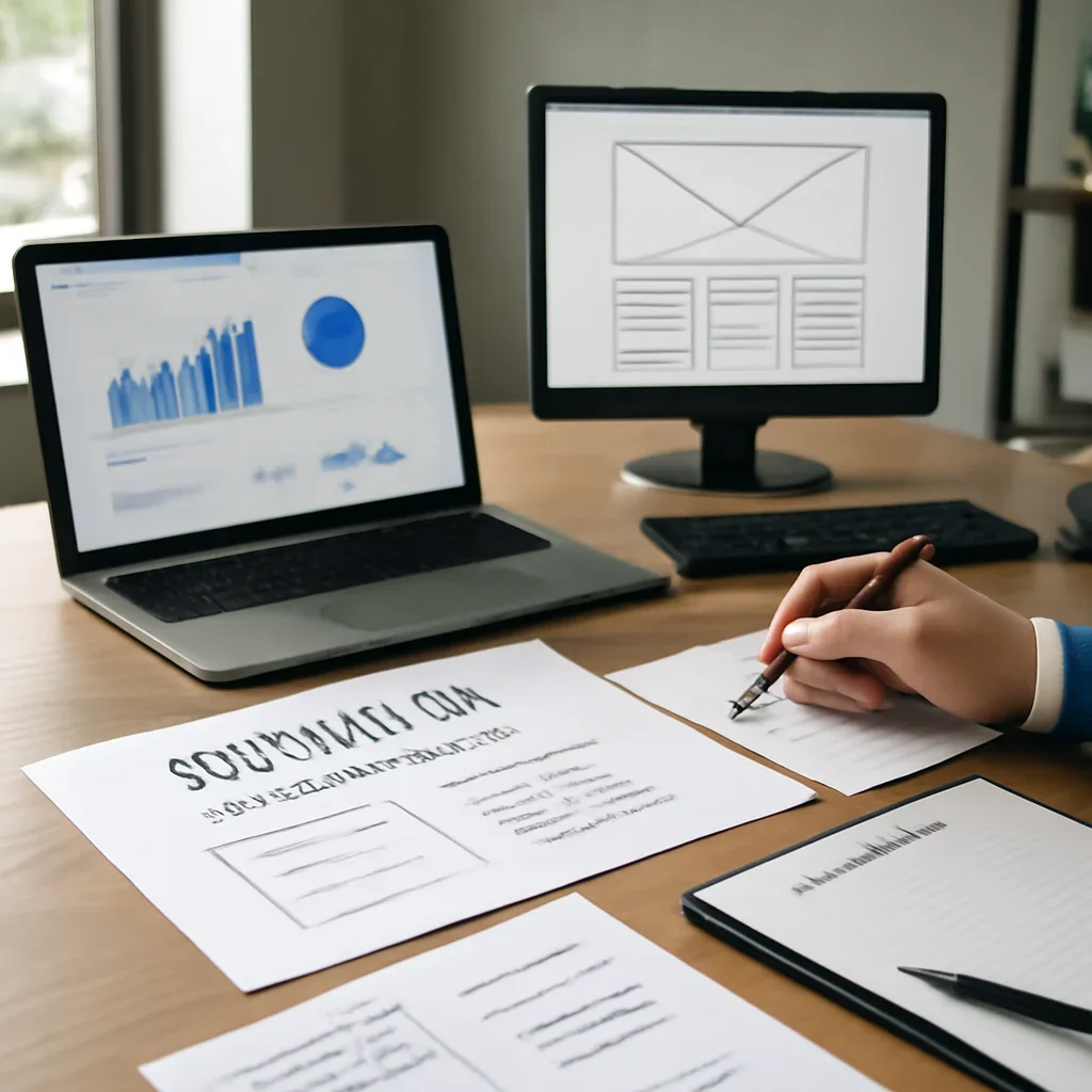 Branding in Cleveland, OH planning materials and performance review workspace