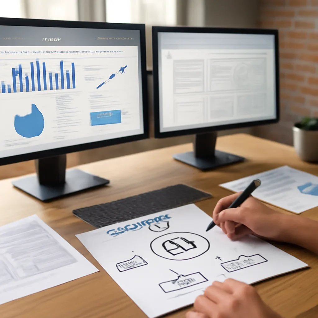 SEO in Cleveland, OH planning materials and performance review workspace