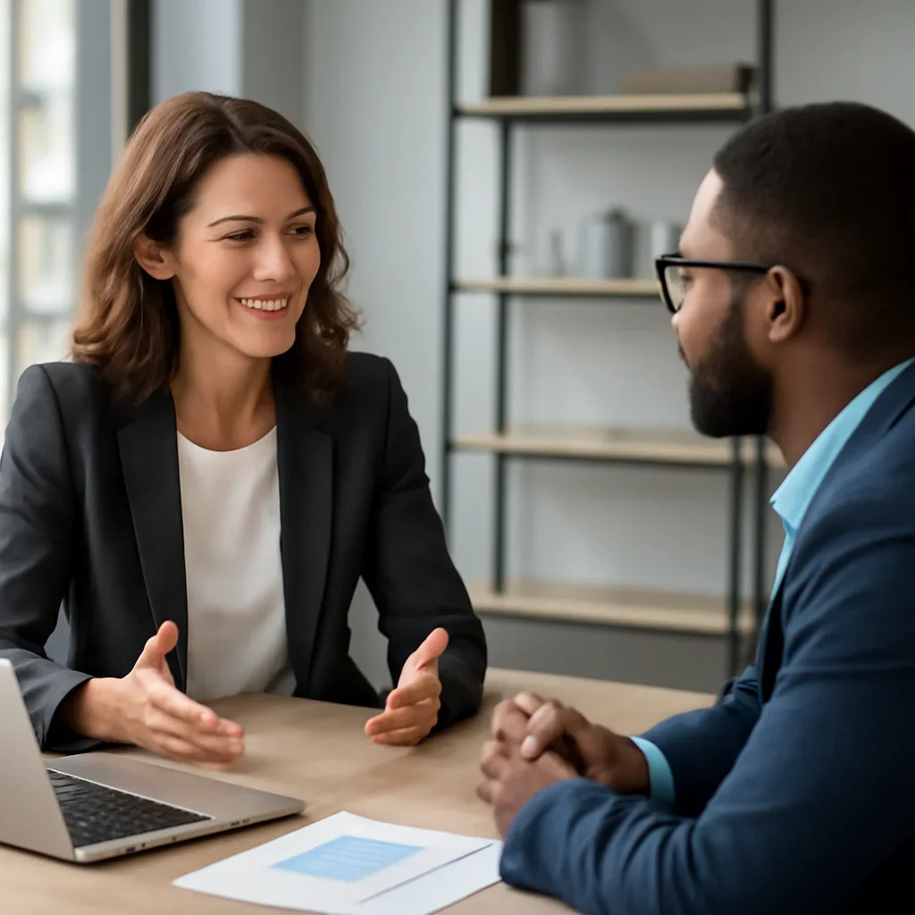 Business owner discussing Web Design in Cleveland, OH growth goals with a consultant
