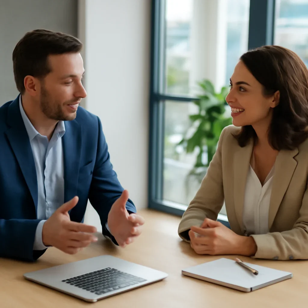 Business owner discussing Branding in Colorado Springs, CO growth goals with a consultant