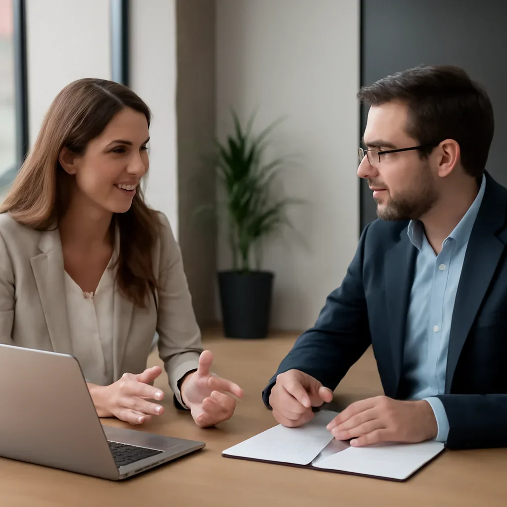 Business owner discussing Web Design in Colorado growth goals with a consultant