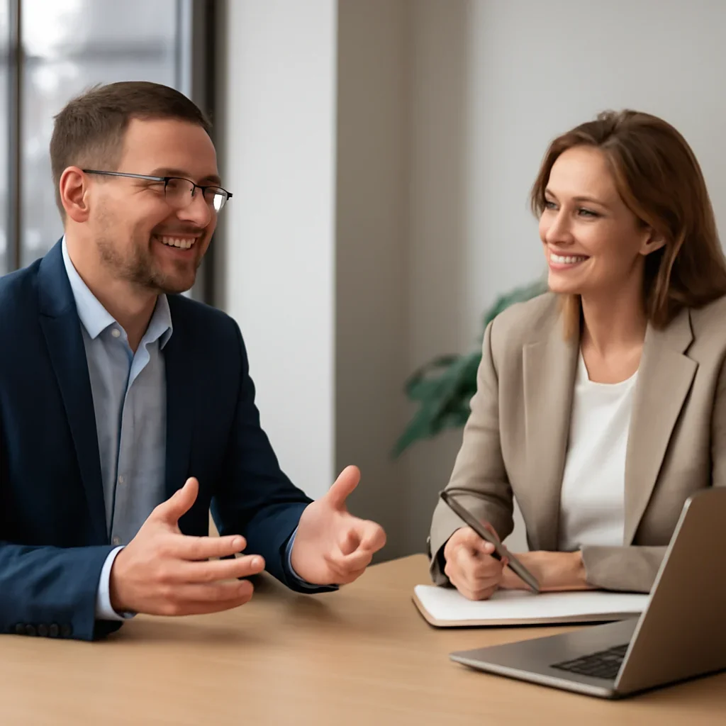 Business owner discussing Branding in Columbus, OH growth goals with a consultant