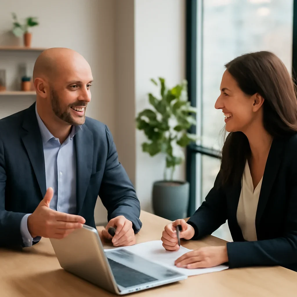 Business owner discussing Digital Marketing in Columbus, OH growth goals with a consultant