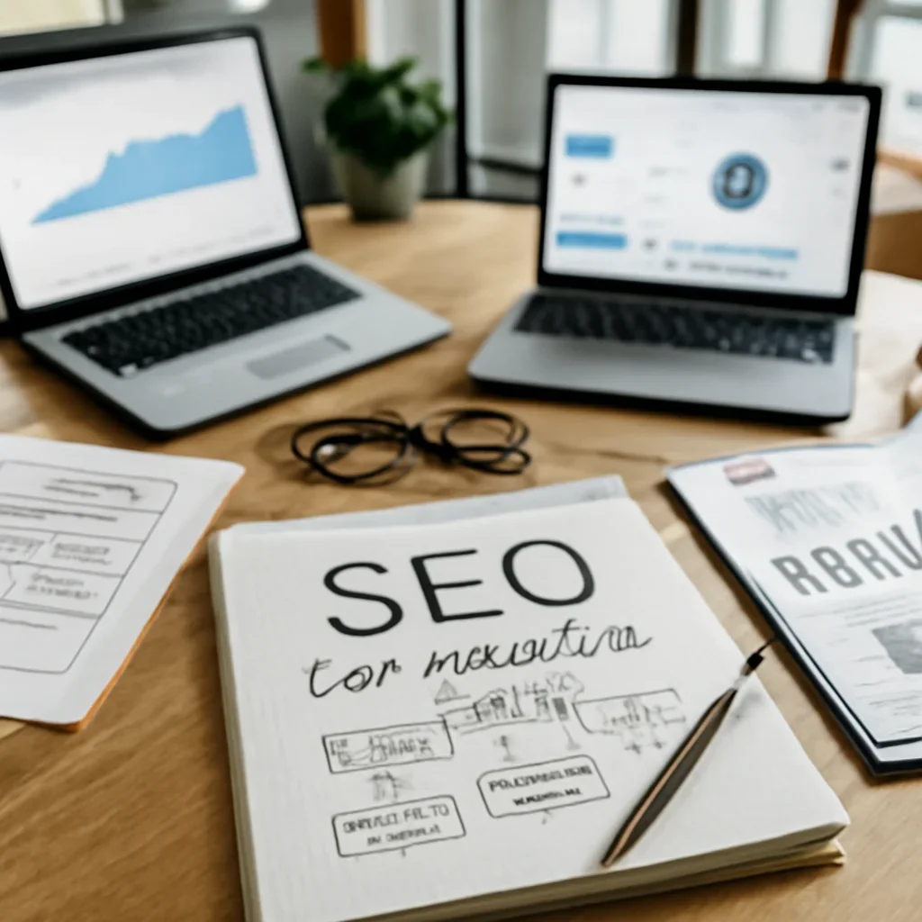 SEO in Columbus, OH planning materials and performance review workspace