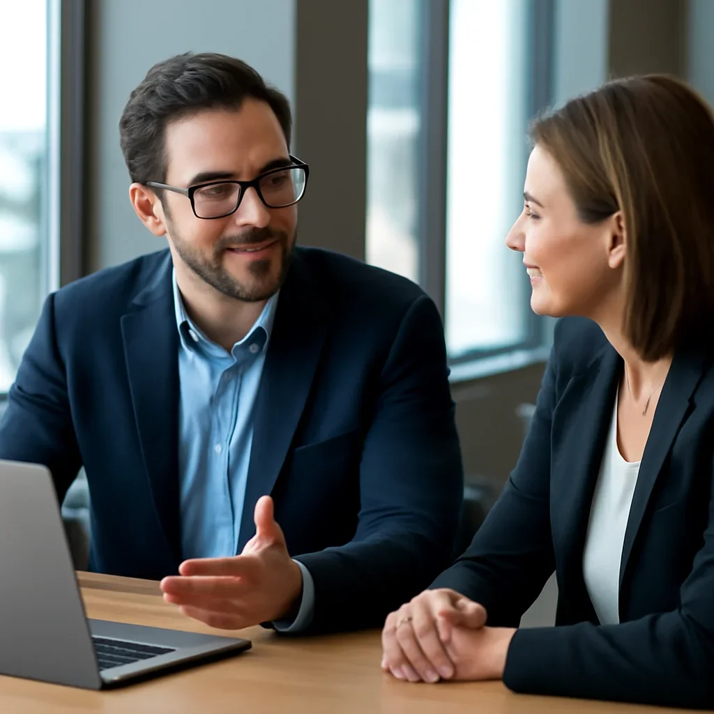 Business owner discussing Web Design in Columbus, OH growth goals with a consultant