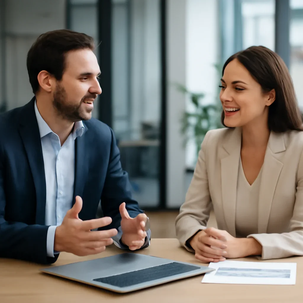 Business owner discussing Web Design in Delaware growth goals with a consultant
