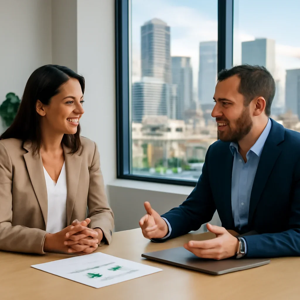 Business owner discussing Digital Marketing in Denver, CO growth goals with a consultant