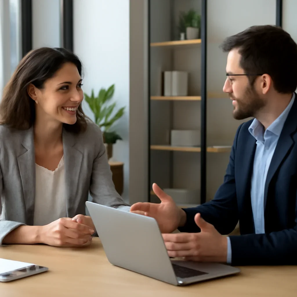Business owner discussing Web Design in Denver, CO growth goals with a consultant