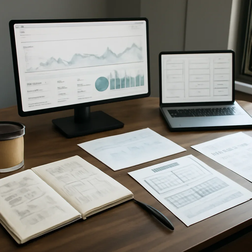 Web Design in Denver, CO planning materials and performance review workspace