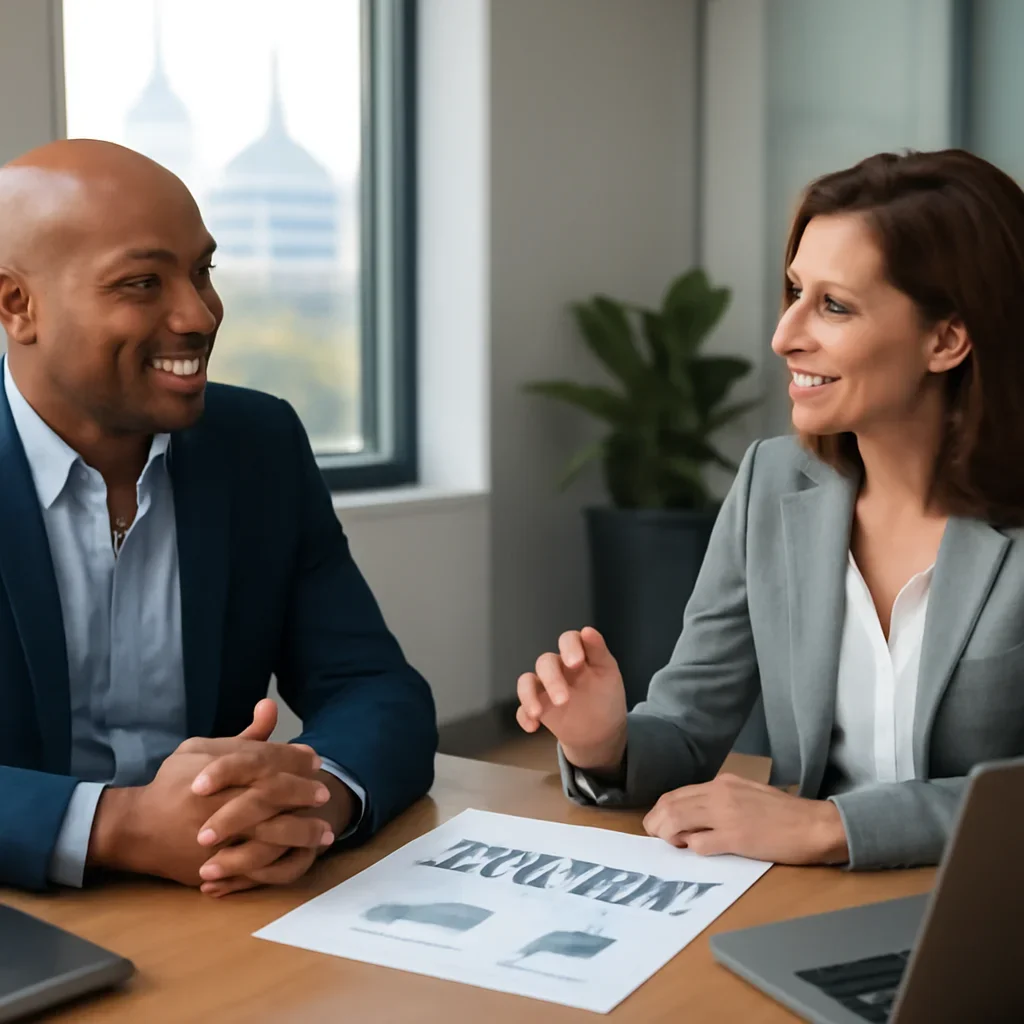 Business owner discussing Branding in District Of Columbia growth goals with a consultant