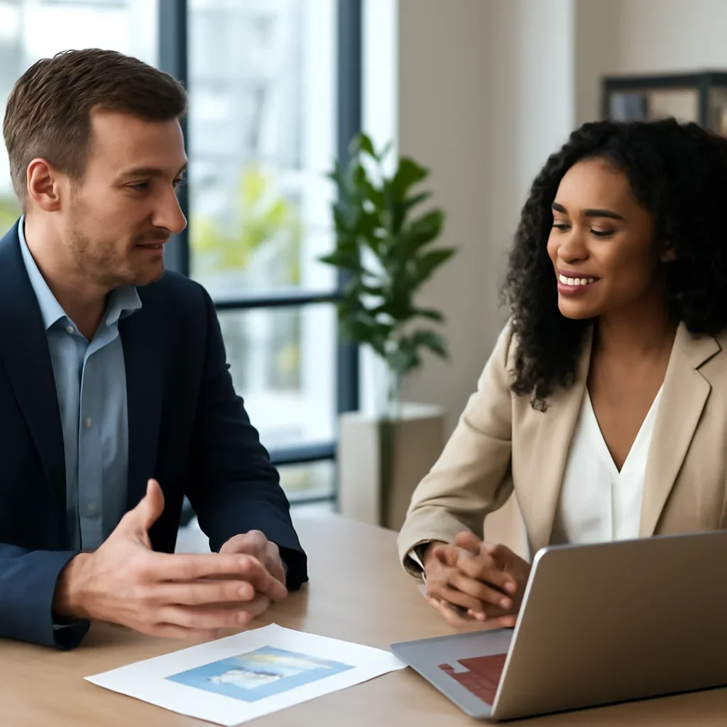 Business owner discussing Branding in Florida growth goals with a consultant