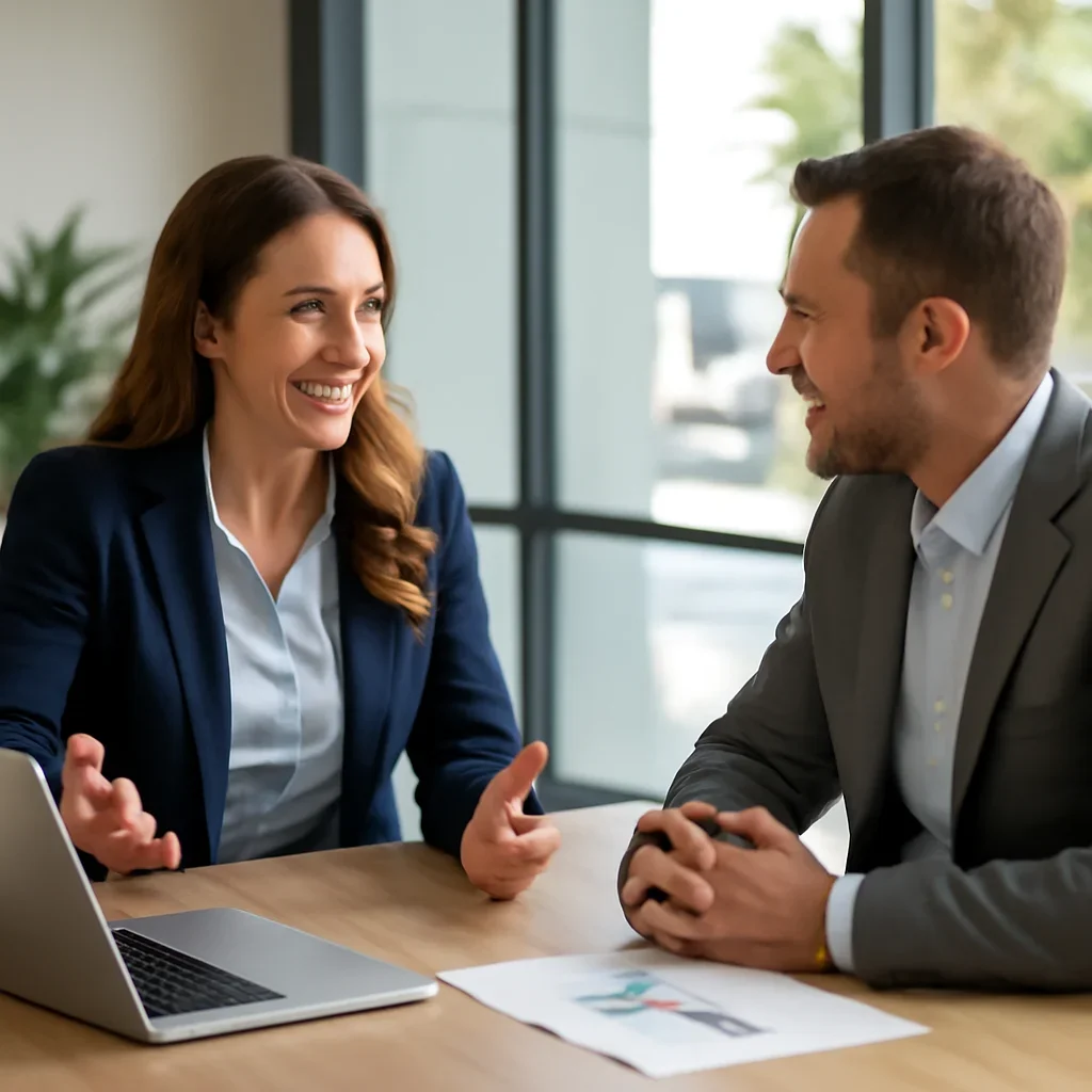Business owner discussing Digital Marketing in Florida growth goals with a consultant