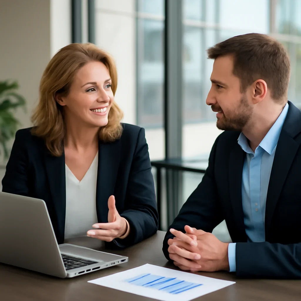 Business owner discussing Digital Marketing in Fort Worth, TX growth goals with a consultant