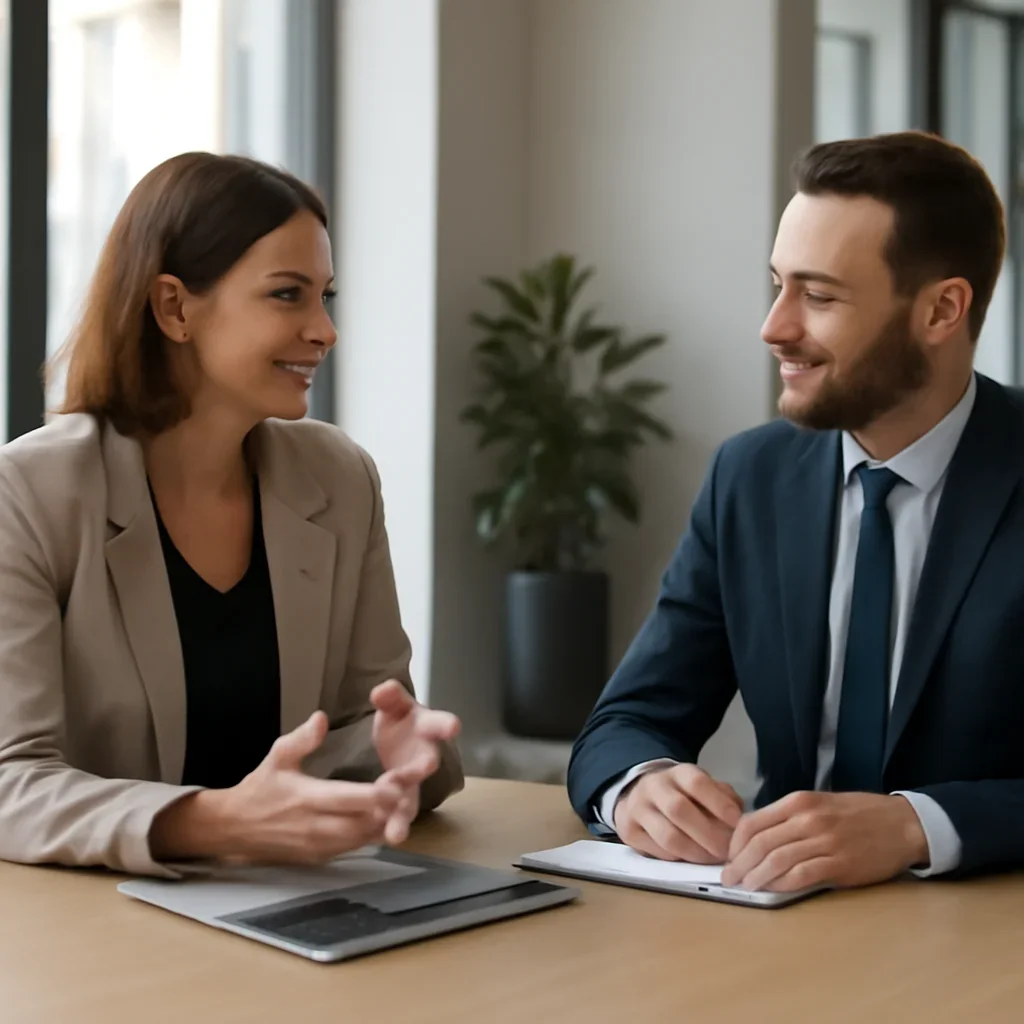 Business owner discussing Branding in Georgia growth goals with a consultant