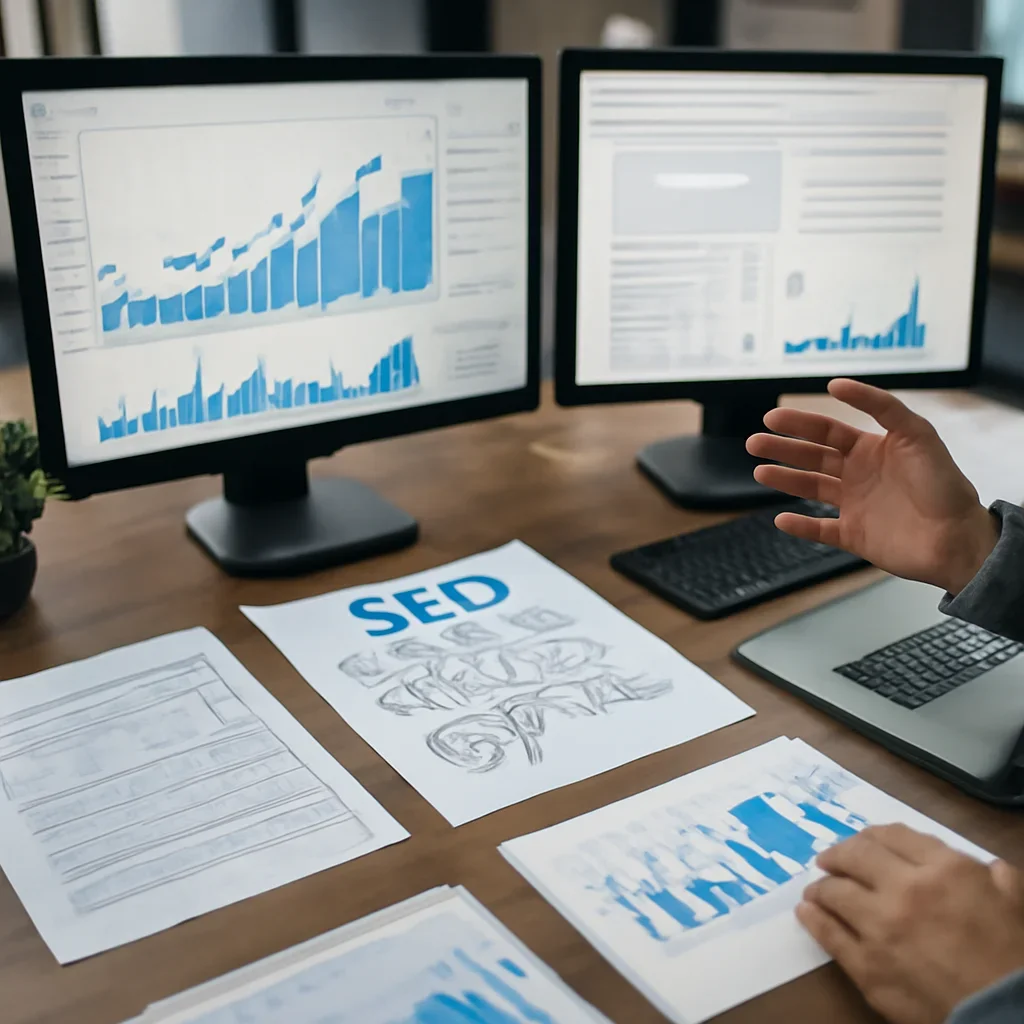 SEO in Georgia planning materials and performance review workspace