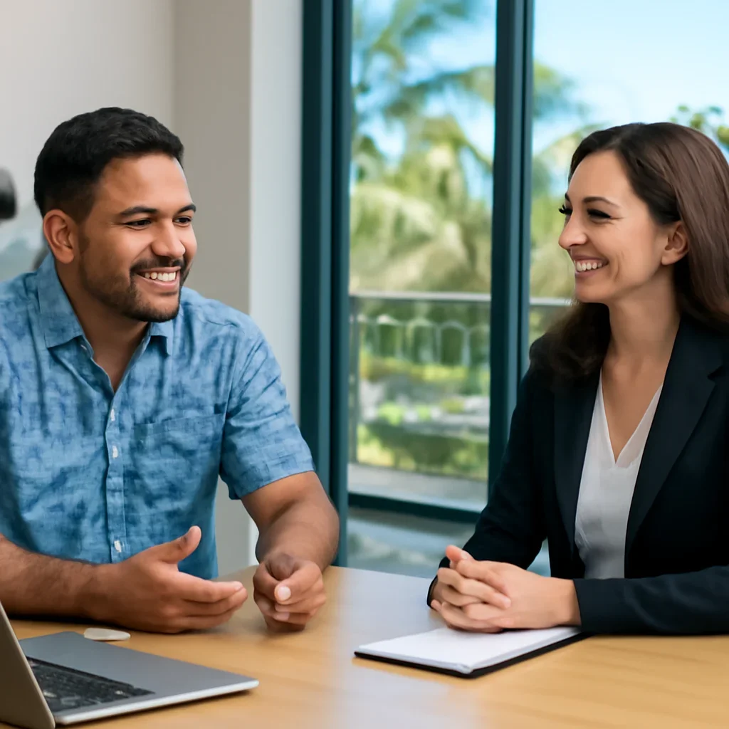 Business owner discussing Web Design in Hawaii growth goals with a consultant