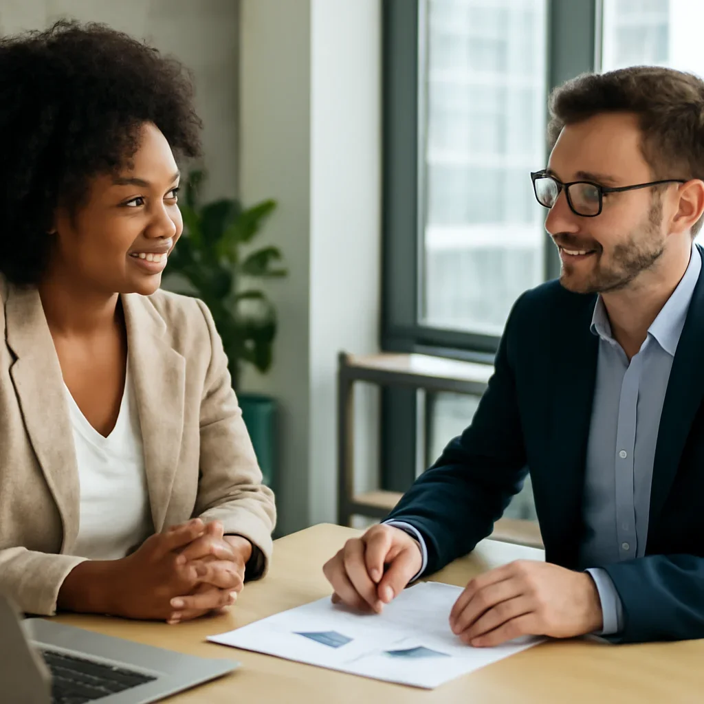 Business owner discussing Branding in Houston, TX growth goals with a consultant
