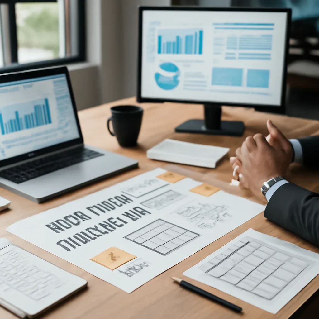 Branding in Houston, TX planning materials and performance review workspace