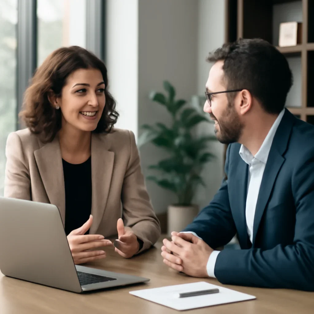 Business owner discussing Web Design in Idaho growth goals with a consultant