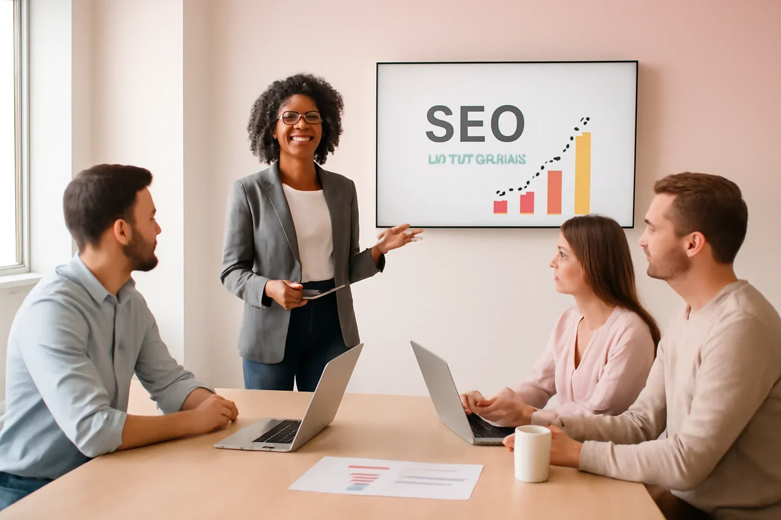 SEO in Indiana strategy meeting with a modern digital marketing team