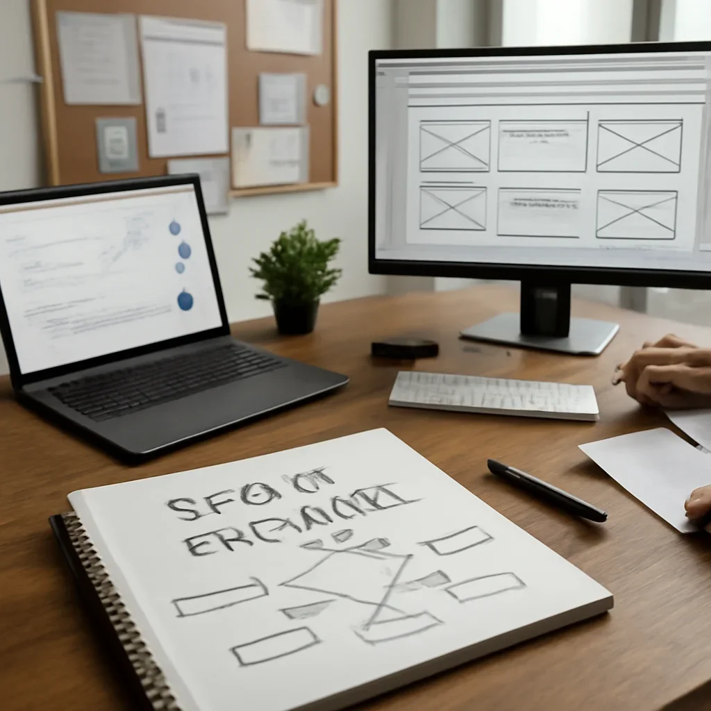 SEO in Indiana planning materials and performance review workspace
