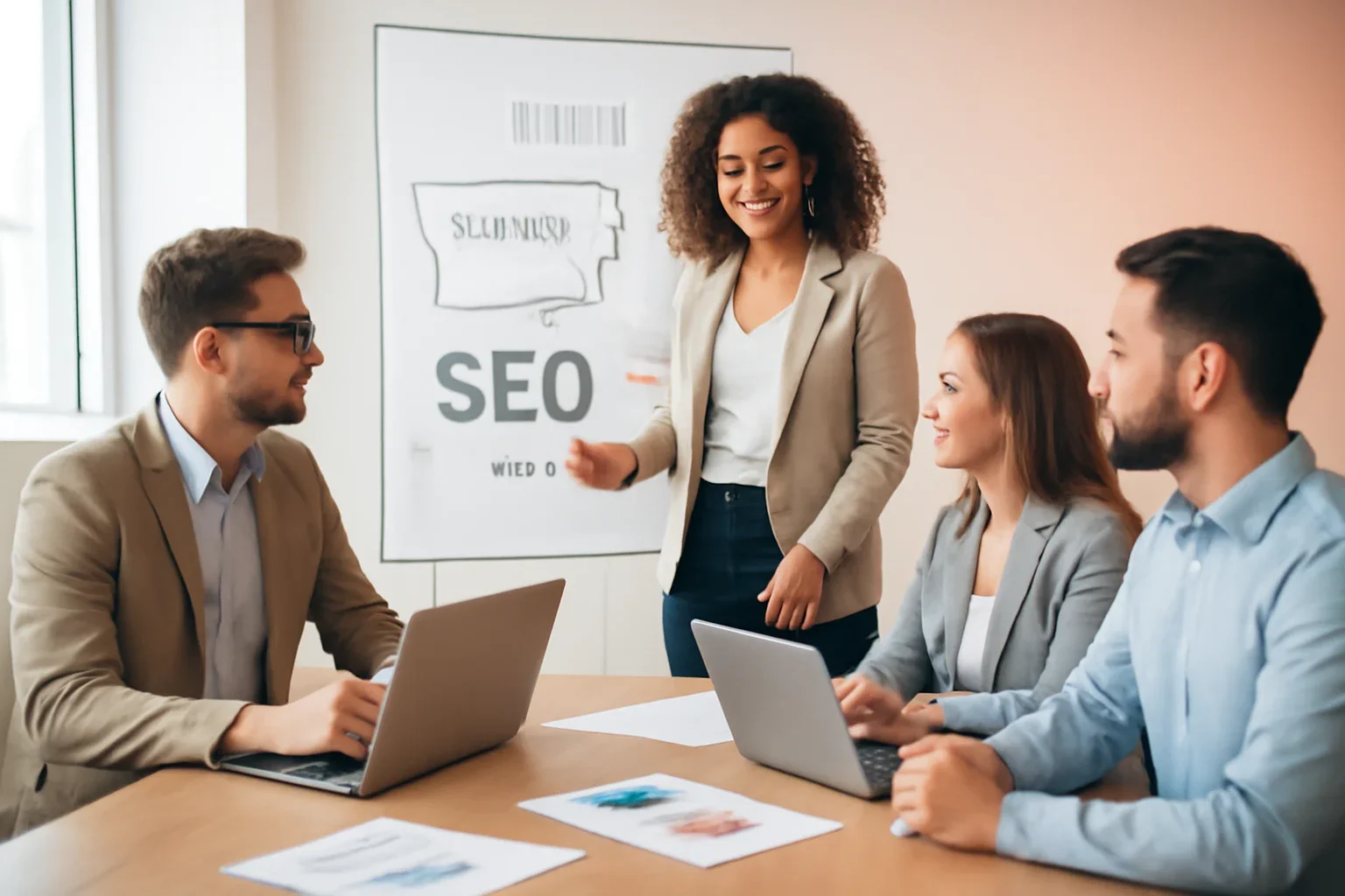 SEO in Iowa strategy meeting with a modern digital marketing team