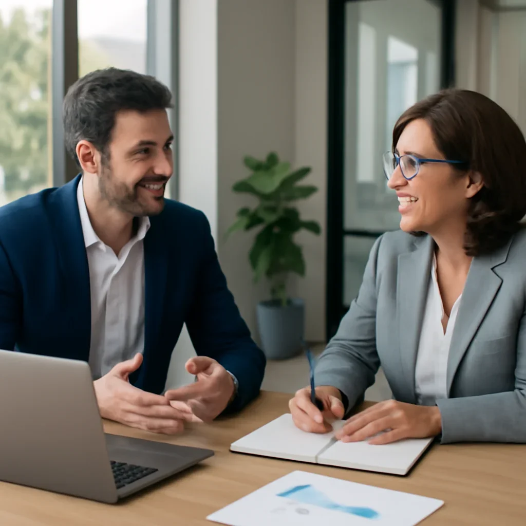 Business owner discussing Branding in Jacksonville, FL growth goals with a consultant