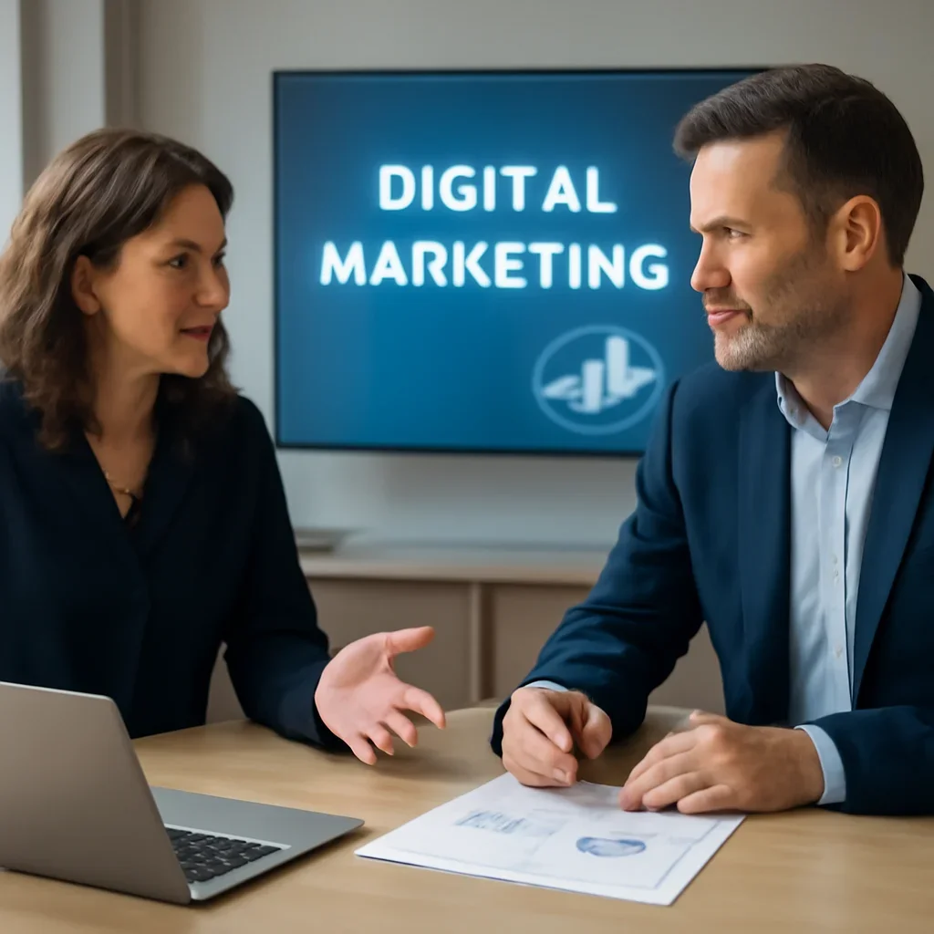 Business owner discussing Digital Marketing in Jacksonville, FL growth goals with a consultant