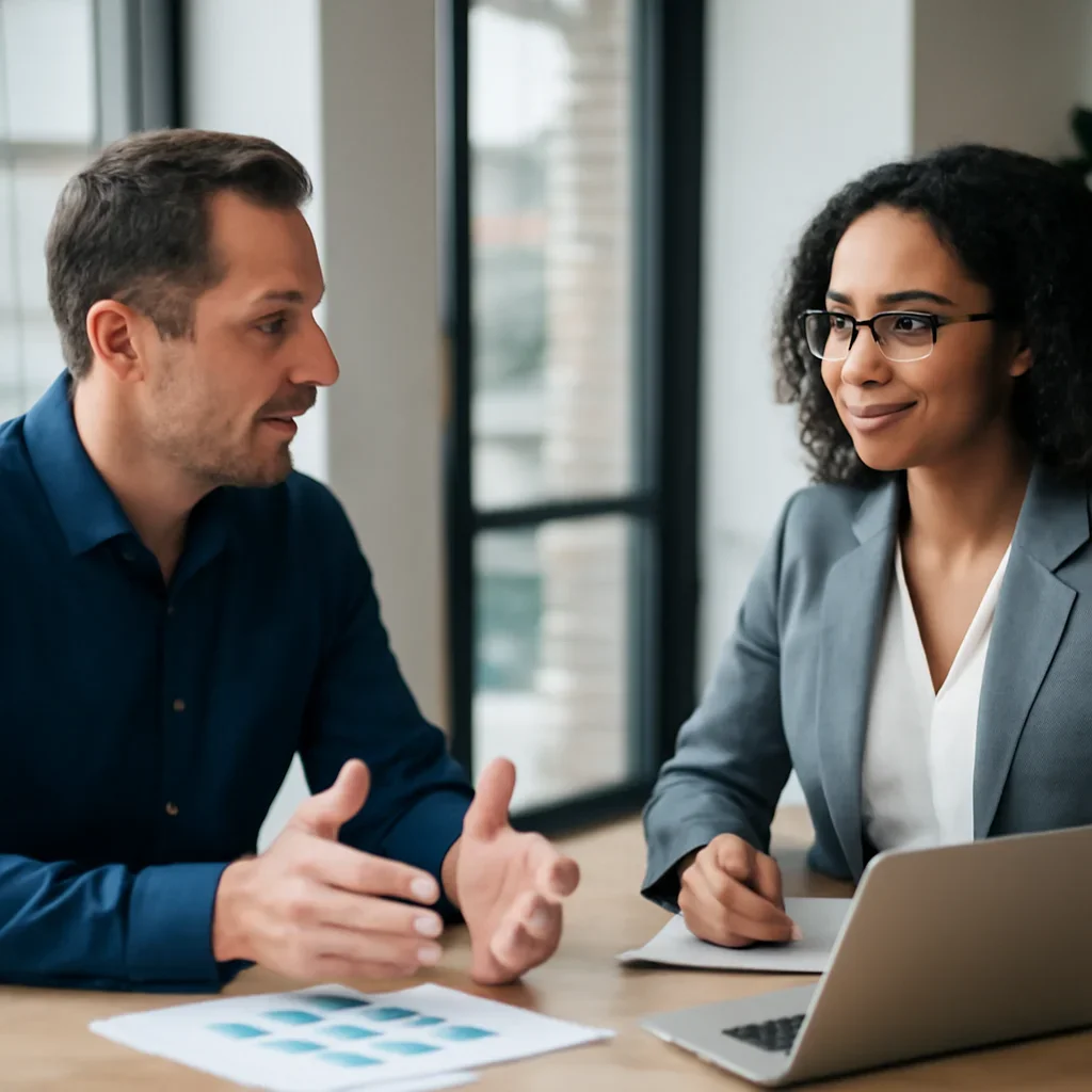 Business owner discussing Web Design in Jacksonville, FL growth goals with a consultant