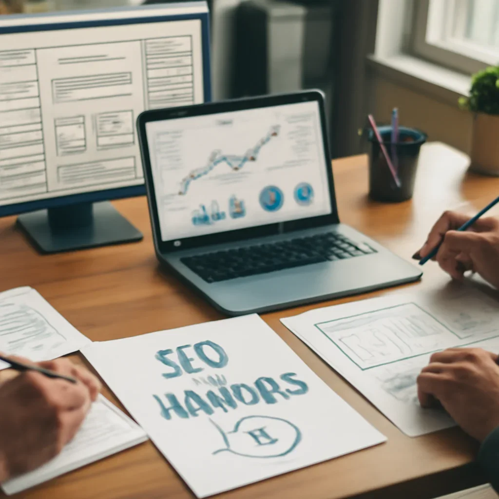 SEO in Kansas planning materials and performance review workspace