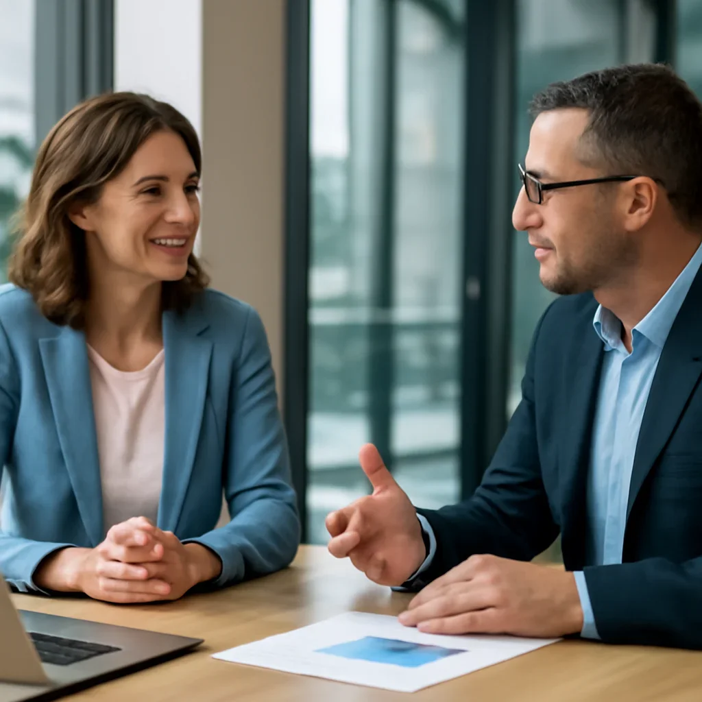 Business owner discussing Web Design in Kansas growth goals with a consultant