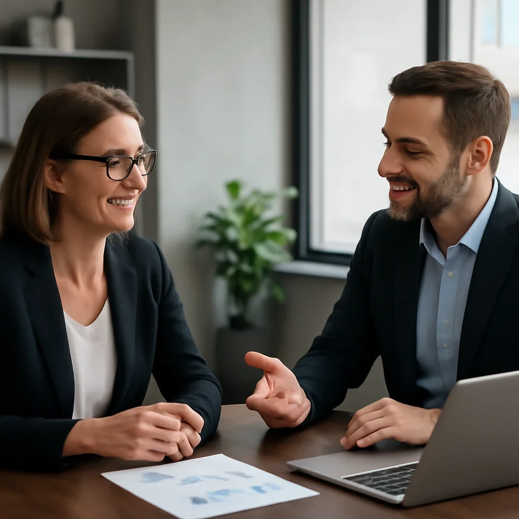 Business owner discussing Web Design in Kentucky growth goals with a consultant