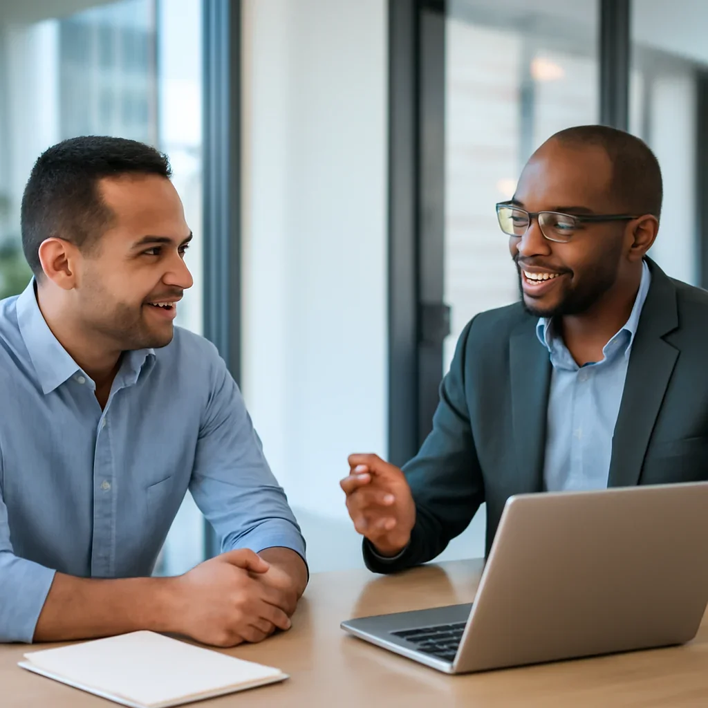 Business owner discussing Web Design in Las Vegas, NV growth goals with a consultant