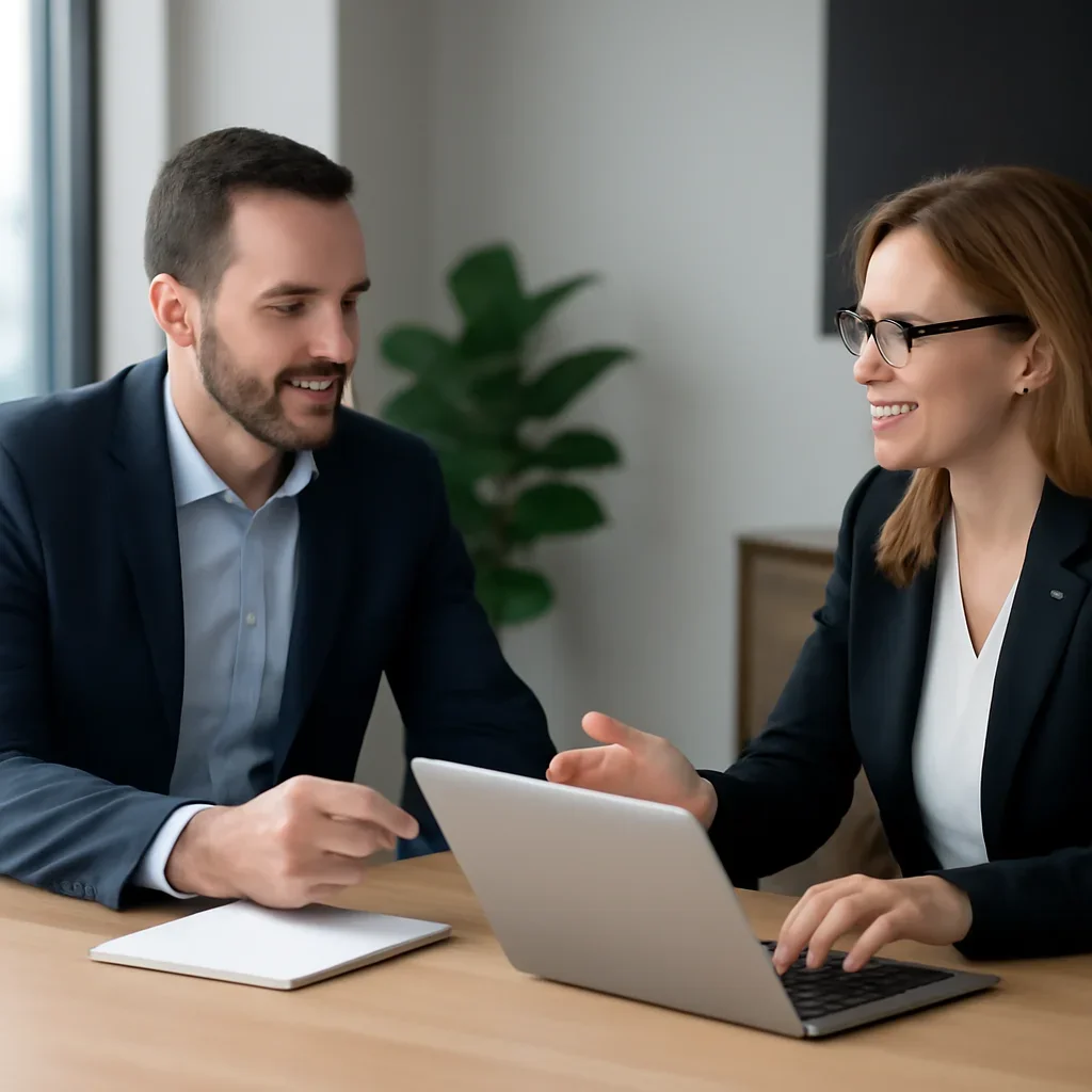 Business owner discussing Web Design in Long Island, NY growth goals with a consultant