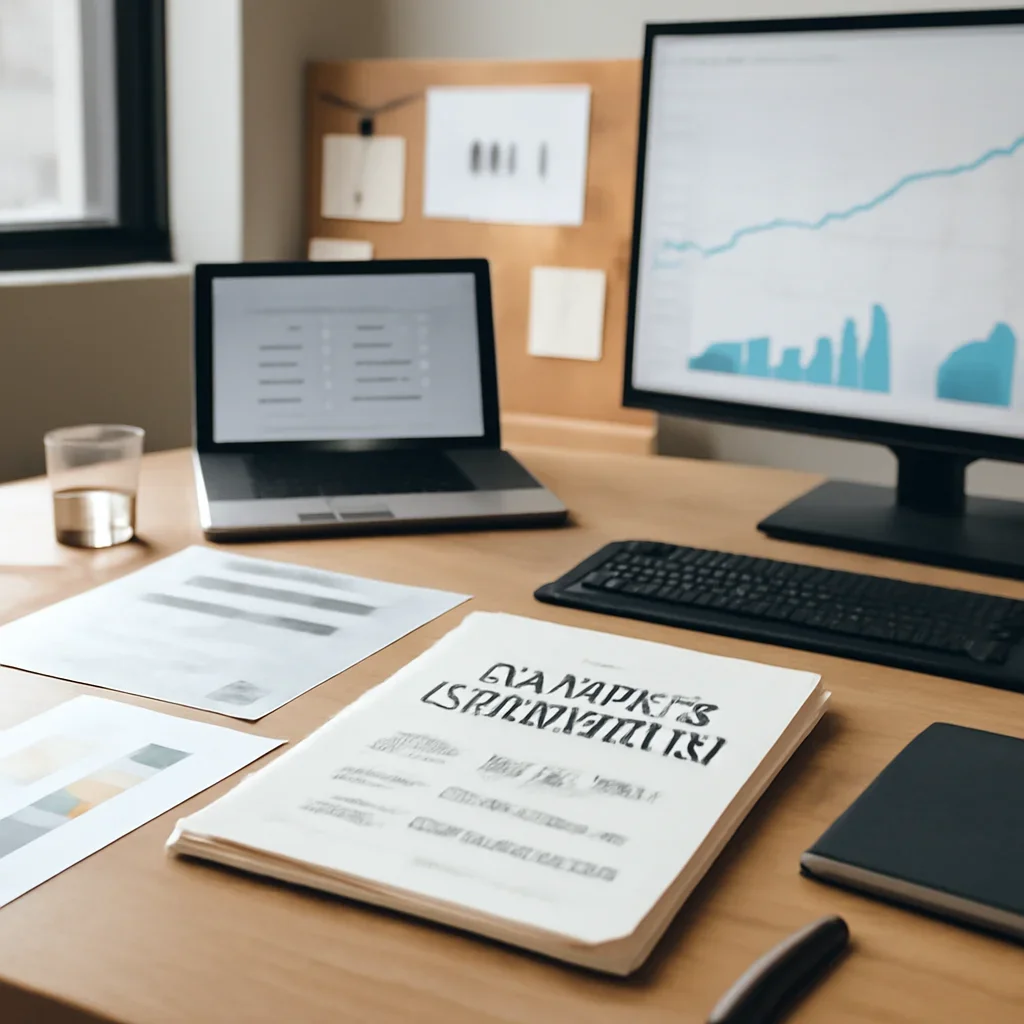 Branding in Los Angeles, CA planning materials and performance review workspace