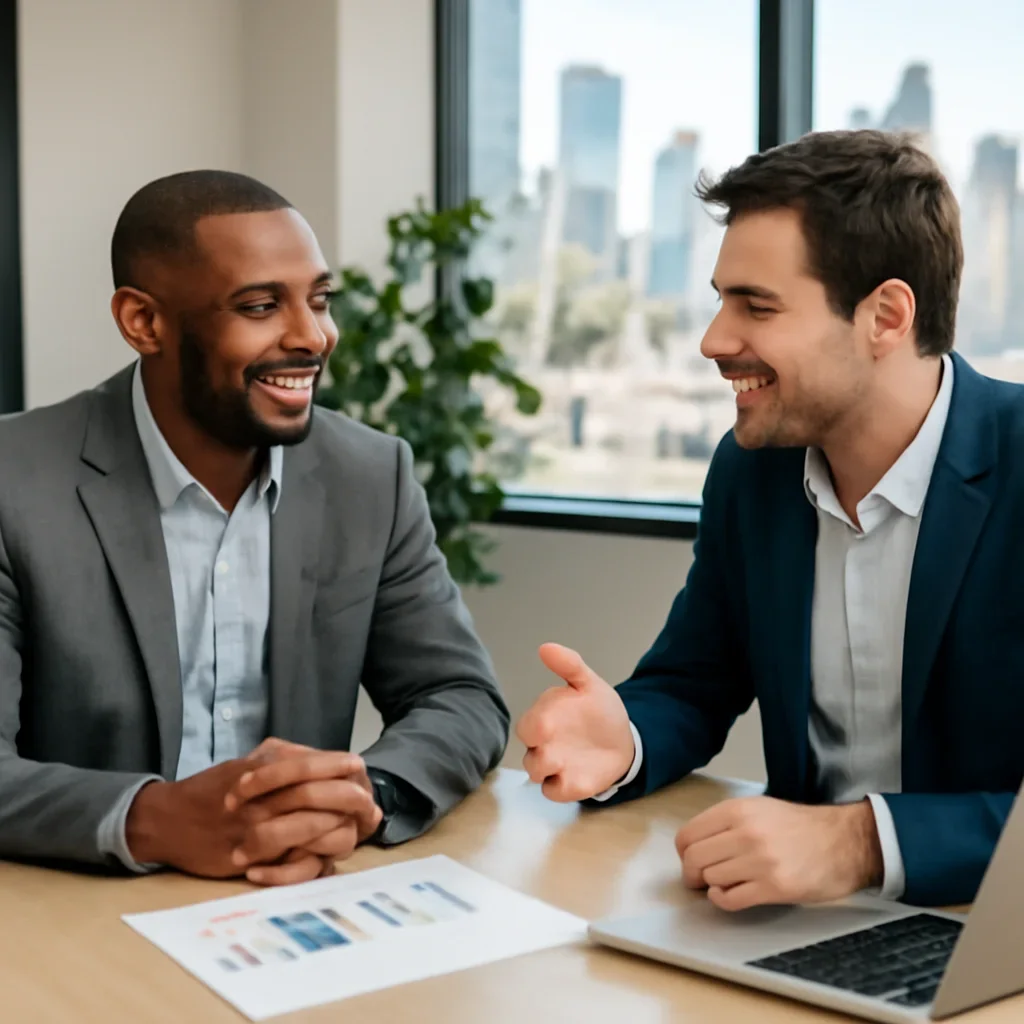 Business owner discussing Digital Marketing in Los Angeles, CA growth goals with a consultant