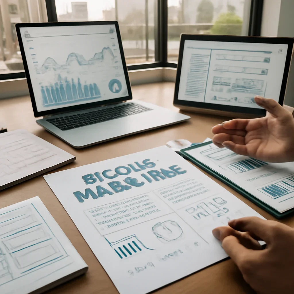 Digital Marketing in Los Angeles, CA planning materials and performance review workspace