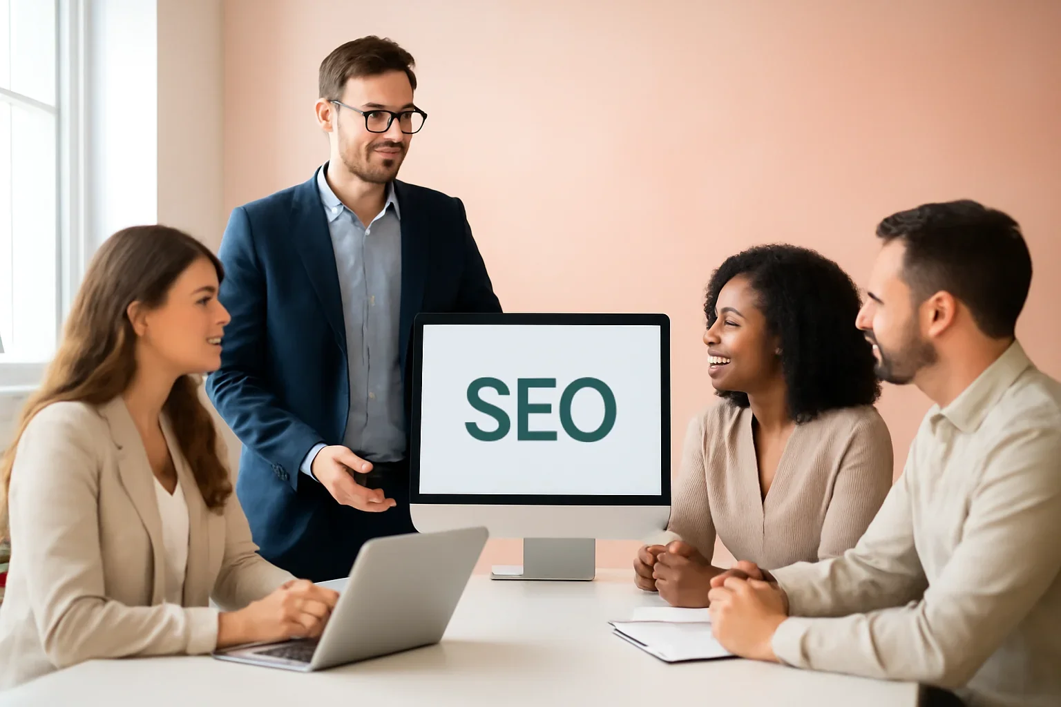 SEO in Louisiana strategy meeting with a modern digital marketing team