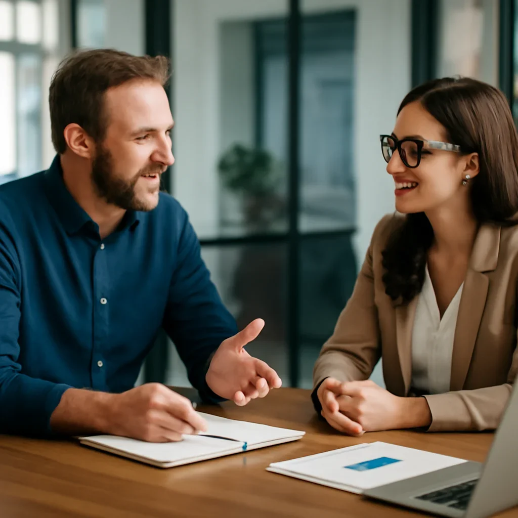 Business owner discussing Branding in Maine growth goals with a consultant