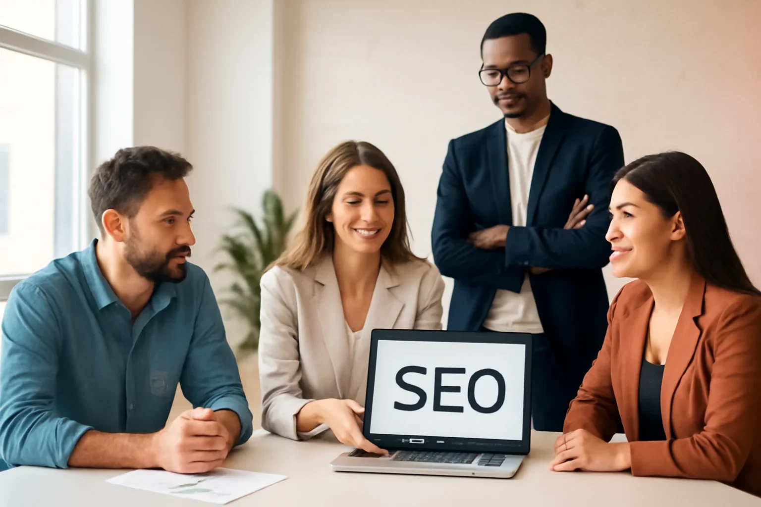 SEO in Maine strategy meeting with a modern digital marketing team